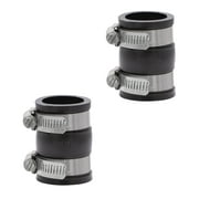 Fernco 2-Pack 1056-100 1-in. Flexible PVC Pipe Coupling for Plastic and Copper Plumbing Connections in Black