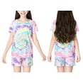 thumbnail image 2 of Beezizac Trendy Tie Dye Spiral Pajamas for Girls 2-Piece Soft Tee & Shorts PJ Set Jammies Size 12, 2 of 8