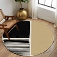 thumbnail image 2 of Round Rug 6Ft Washable Non-Slip, Beige Circle Area Rugs for Living Room Bedroom, Modern Abstract Art Farmhouse Striped Indoor Floor Mats Carpet Runner for Home Decor Aesthetic, 2 of 8
