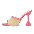 thumbnail image 4 of FSJ Women Open Toe Woven Wide Strap Slide Sandals Slip on High Spool Heel Mules Backless Shopping Daily Dressy Shoes Size 14 Pink, 4 of 4