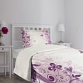 thumbnail image 3 of Ambesonne Violet Quilted Bedspread Set 2 Pcs, Swirling Flowers Wild, Twin Size, Violet, 3 of 5