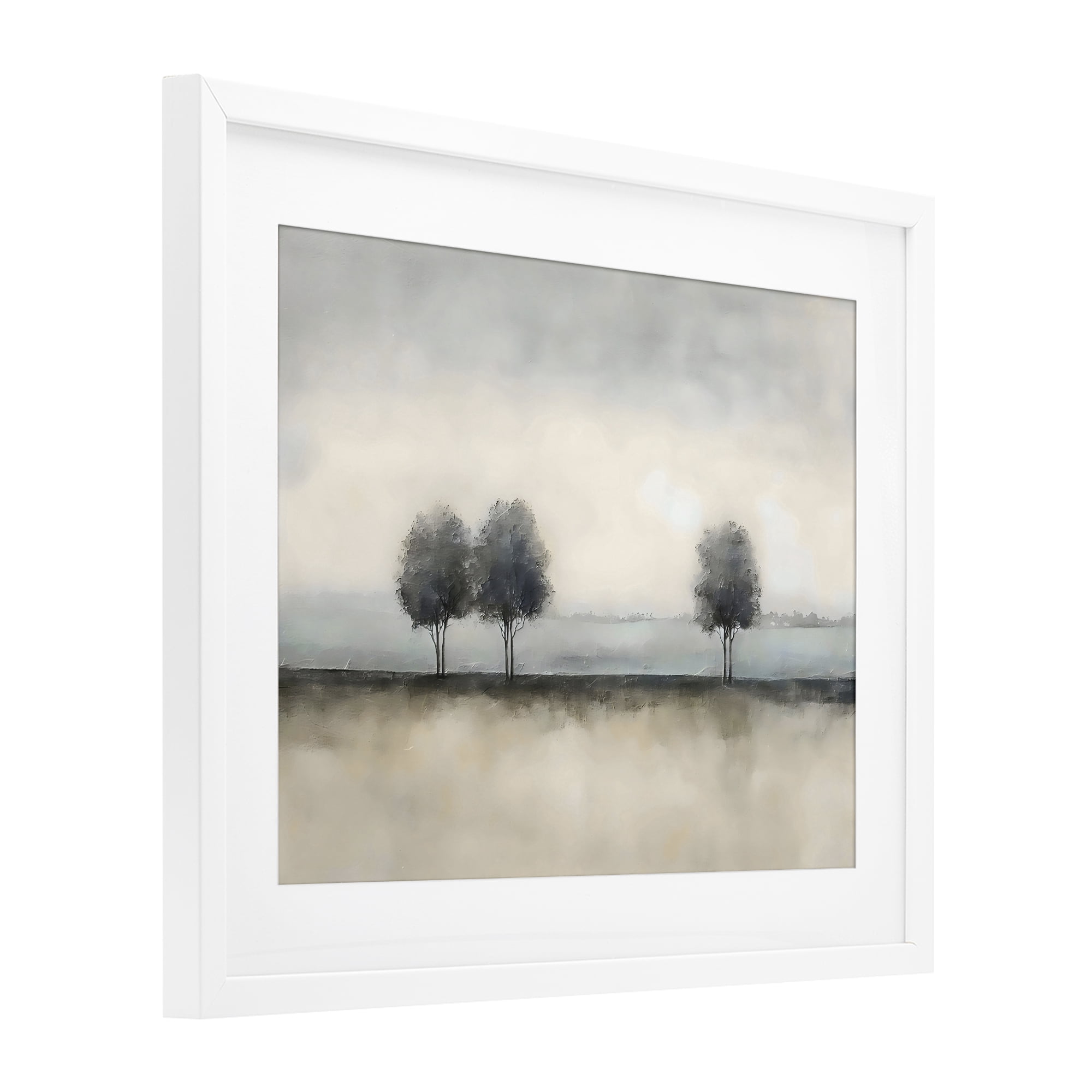 Stupell Industries Muted Trees Horizon White Framed Print Under Glass, design by Riley B