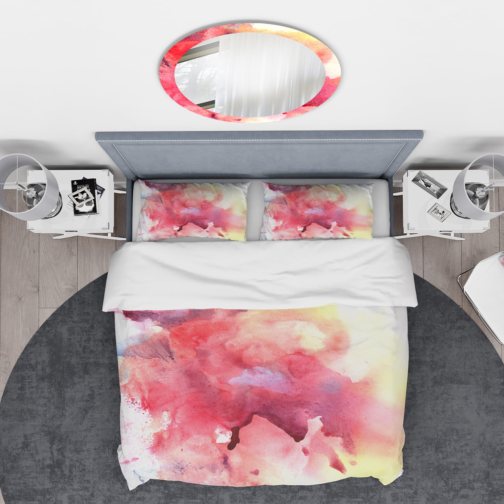 Designart 'Abstract Composition of Pink and Purple' Mid-Century Modern Duvet Cover Set