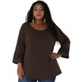 thumbnail image 1 of Kimono con Panel de Ganchillo Agnes Orinda TalGrande 4XL Café, 1 of 6