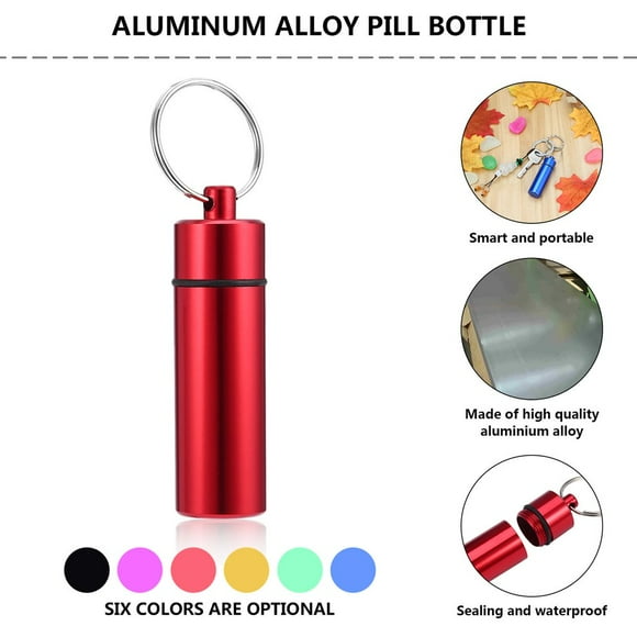 2 PACKS Mini Portable Waterproof Pill Shape Aluminum Alloy Pill Bottle Pill Box Case