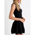 thumbnail image 5 of Womens Ruffle Mini Dress Sleeveless A Line Fit and Flare Crew Neck Crochet Knit Tank Dresses Black One size, 5 of 9