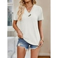 thumbnail image 5 of 2024 Tops for Women Trendy Button V-Neck Casual Short Sleeve, Women's Summer Tops, 5 of 13