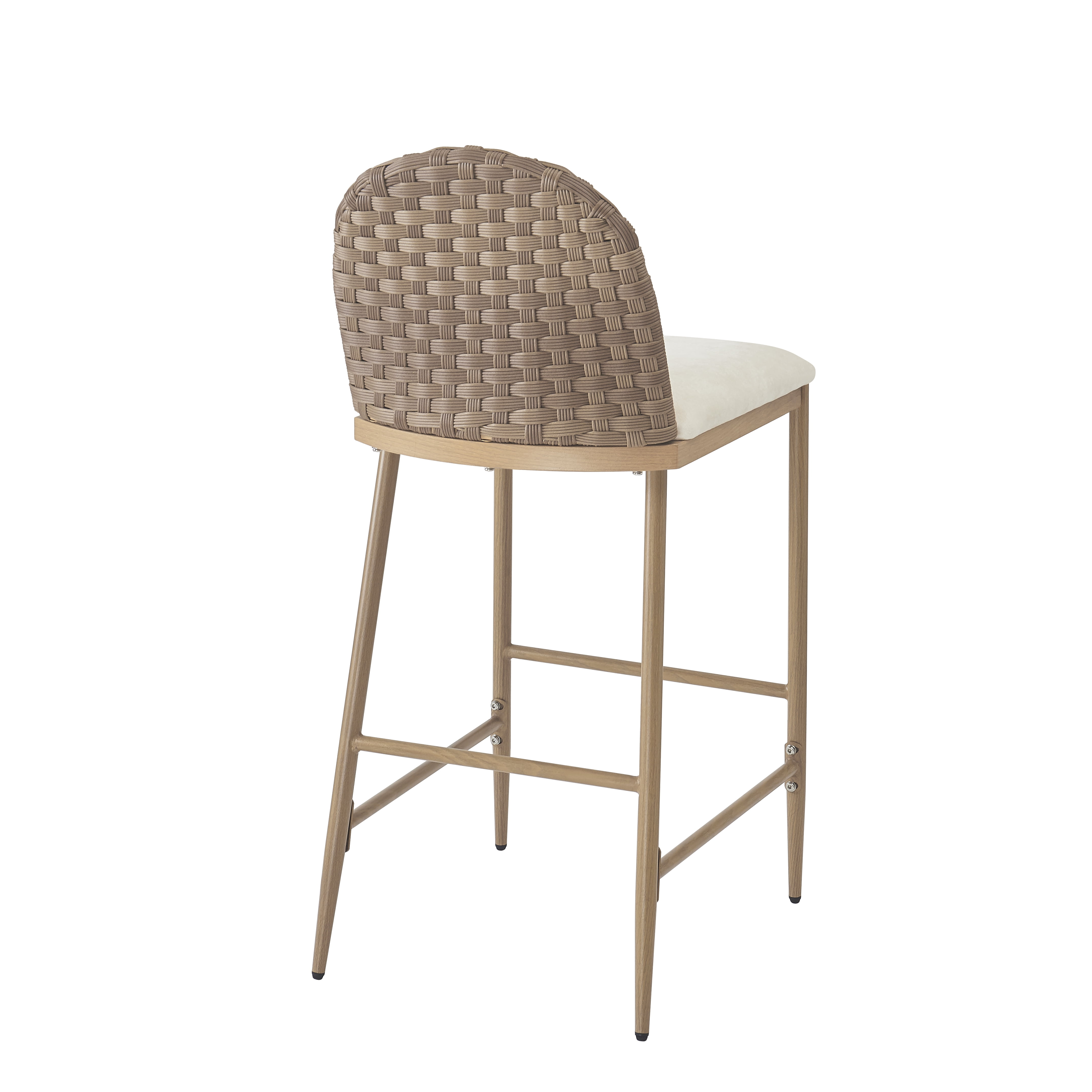 Euroco 40.1"H Upholstered Dining Chairs Set of 2, Farmhouse Kitchen Chairs with Rattan Backrest and Iron Frame,Armless Side Chairs for Living Room, Dining Room,Restaurant, Brown
