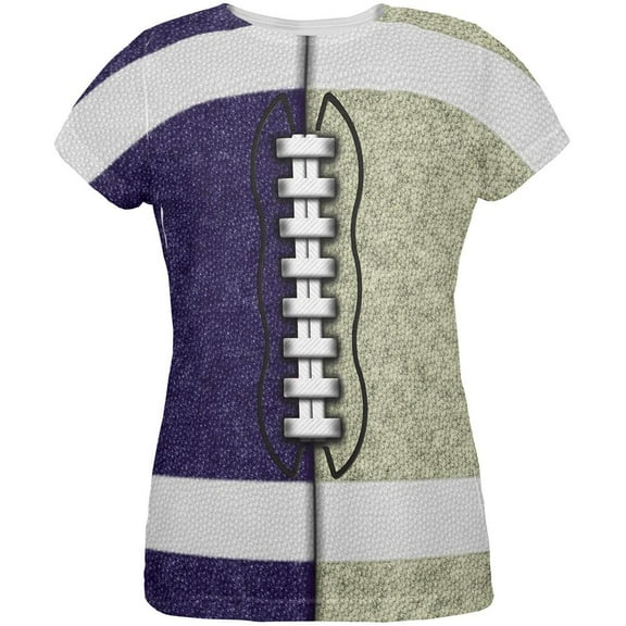 Fantasy Football Team Navy and Gold All Over Womens T Shirt Multi MD