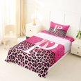 thumbnail image 5 of Manfei Cute Letter P Print Twin Sheets,Chic Leopard Bedding,Pink,3-Piece, 5 of 6
