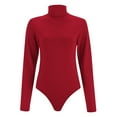 thumbnail image 4 of GHSOHS Women's Turtleneck Long Sleeve Bodysuit Casual Solid High Neck Slim Thong Jumpsuit Leotard Club Party Going Out Tops Shirt, 4 of 6