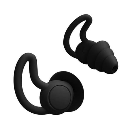 

Xewsqmlo 2Pairs Silicone Ear Plugs Sound Insulation Anti Noise Sleeping Earplugs (Black)