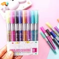thumbnail image 4 of 8 Colors Metallic Marker With 2-Color Effect Outline Marker  Diy Photo Album Paint Marker Pen With Color Outline Shimmer Marker Set For Metal Ceramic Glass Greeting Cards, 4 of 6