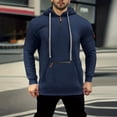 thumbnail image 2 of Dezsed Men's Fleece Hoodies Workout Athletic Pullover Hoodie Long Sleeve Basic Pullover Hooded Sweatshirt Navy S, 2 of 4
