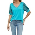 thumbnail image 1 of adviicd T-Shirts Graphiques pour Femmes T-Shirt d'Été pour Femmes T-Shirts Graphiques Mignons Amples Col Rond Manches Courtes Hauts Décontractés Bleu,L, 1 of 5