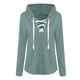 thumbnail image 3 of Sudadera con capucha para mujer Sudadera con capucha y cuello en V Suéter con tirantes de manga larga, S, verde gris Scienceny  AP000968-02, 3 of 7