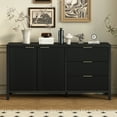thumbnail image 2 of Semiocthome Sideboard with Doors and 3 Drawers, Buffet Cabinet with Storage, Kitchen, Black, 2 of 7