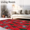 thumbnail image 2 of ODIKA 5'x7' Machine Washable Non-Slip Area Rug, Nordic Reindeer with Vintage Plaid and Winter Pine Accents High Traffic Rug with Pad, Red, 638982, 2 of 8