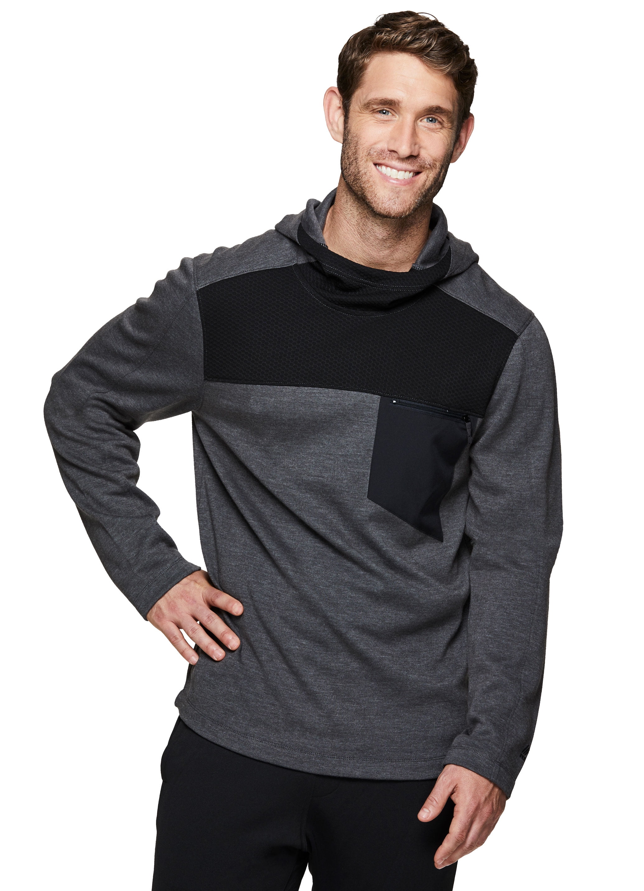 RBX - Men's Double Knit Pullover Hoodie with Woven Pocket Top - Walmart.com - Walmart.com