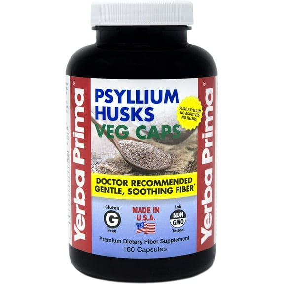 Yerba Prima Psyllium Husks 180 Veg Caps Jul
