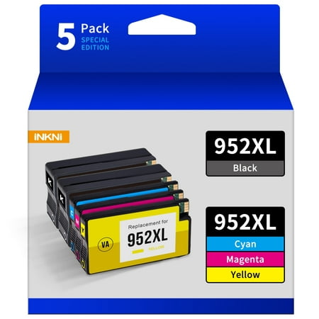 952 952XL Ink Cartridges for HP 952XL 952 XL use for HP Officejet Pro 8720 7740 8740 7720 8715 8702 Printer (2 Black  1 Cyan  1 Magenta  1 Yellow 5-Pack) 952XL 952 XL Ink Cartridges for HP Officejet Pro 8720 7740 8740 7720 8715 8702 Printer(2 Black  1 Cyan  1 Magenta  1 Yellow 5-Pack) · 2 x 952XL Black High-yield ink cartridge · 1 x 952 XL Magenta High-yield ink cartridge · 1 x 952 XL Cyan High-yield ink cartridge · 1 x 952 XL Yellow High-yield ink cartridge Compatible For Printers： OfficeJet Pro 7720，8200，8210，8216，8218 OfficeJet Pro 8700，8702，8710，8714，8715，8716，8717 OfficeJet Pro 8720，8724，8725，8727，8728 OfficeJet Pro 8730，8734，8735，8736 OfficeJet Pro 8740，8744，8745，8746，8747 Page Yield is up to 2000 pages per 952 XL Black ink cartridge and 1600 pages per 952 XL Tricolor ink cartridge at 5% coverage (A4/Letter). Note : 1. Do not touch copper electric shock or ink nozzles. Touching these areas can cause ink nozzles to clog  not spray  and poor electrical connections. 2. If the printer installation of ink cartridges after the prompt“Ink cartridge failure/ink cartridge problems/ink door problems” and other issues  it is recommended to try to restart the printer. 3. If the printer can not be resolved after reboot  please remove the cartridge  use the box in the eraser gently clean the chip  and use the printer s cleaning function to clean.
