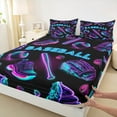 thumbnail image 3 of Manfei Cartoon Ball Sports Twin Sheet Sets, Neon Baseball Print Twin Fitted Sheet, Teens Boys Girls Kids Flat Sheet, Microfiber Bedroom Decor, 3-Piece, 3 of 7