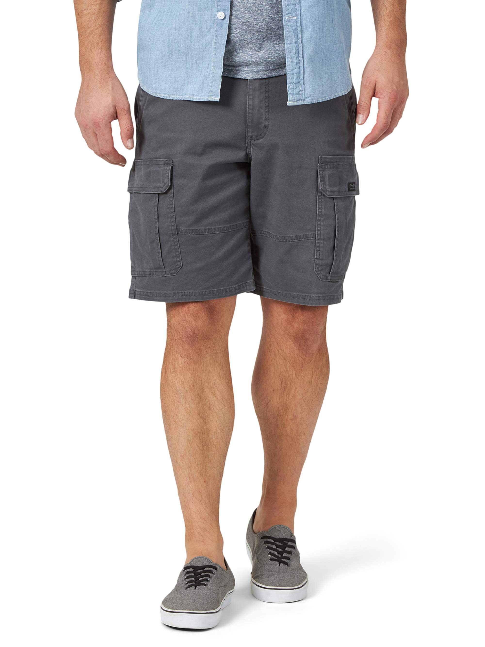 Wrangler Cargo Shorts 30 x 10 Relaxed Fit Gray Plaid Tech Pocket Utility New