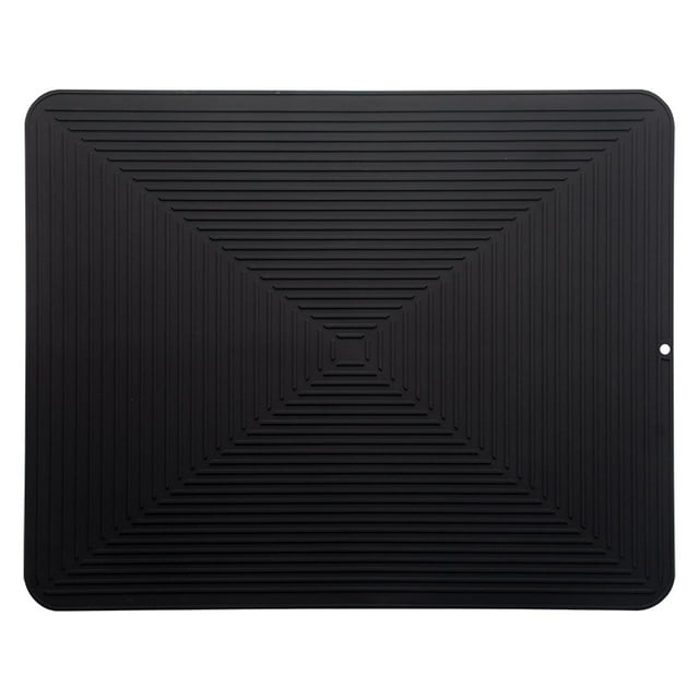 GROWTH TANK Silicone Dish Drying Mat Drainer Mat for Kitchen Coaster Table Mat Large Counter Black