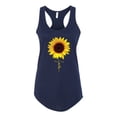 thumbnail image 2 of Sunflower Christian Faith Cross Inspirational/Christian Ladies Racerback Tank Top, Navy, Medium, 2 of 3