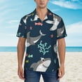 thumbnail image 5 of Uemuo Friendly Smiling Sharks Printed Regular Fit Short Sleeve Casual Hawaiian Shirt for Men,Aloha shirt,Tropical shirt,Floral print shirt,Vacation Beach shirt-Small, 5 of 9