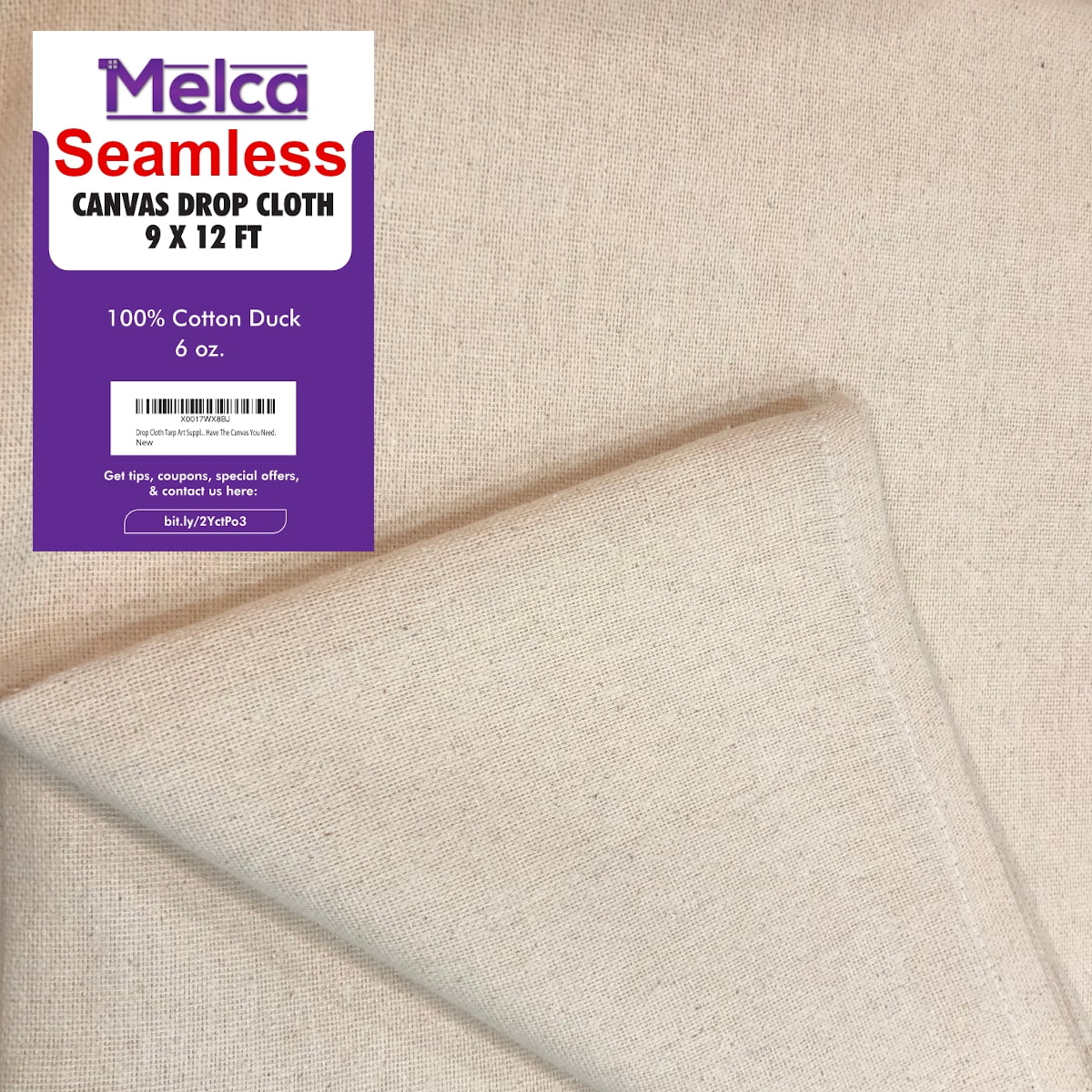 Drop Cloth 9x12 Finished Size, 100 Cotton Tarp, Seams Only On The