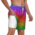 thumbnail image 2 of Kdxio Rainbow Glitter Print Men'S Swim Trunks With Compression Liner 7 Inch Inseam Quick Dry Swim Shorts, 2 of 7