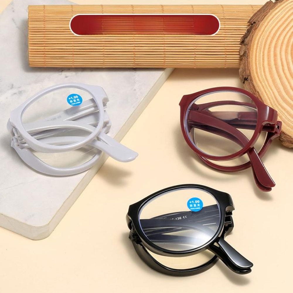 3 Pairs of Women Spring Hinge Folding Reading Glasses HD Fashion Anti-Blue Light Presbyopia Glasses Square Plastic Foldable Readers with Case +1.00