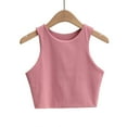 thumbnail image 2 of Girls Training Bras Kids Sleeveless Crop Tops Double Layer Scoop Neck Cropped Tank Top Kids Sports Bras Pink 11 Years-12 Years, 2 of 3
