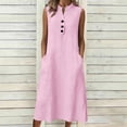 thumbnail image 2 of Edvintorg Summer Dresses for Women Sleeveless V-Neck Casual Midi Dress Loose Beach Tank Sundresses with Pockets, 2 of 7