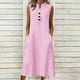 thumbnail image 1 of TaTaai Women's Loose Fit Slip Dress Solid Color Sleeveless V-Neck Linen Feel Button Front Casual Maxi Dress Summer Pocket Detail Gift, 1 of 7