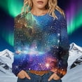 thumbnail image 2 of IWRICH Women's Long Sleeve Crew Neck T Shirts Space Printed Tees Causal Fashion Rave Clothes 04-Purple L, 2 of 4