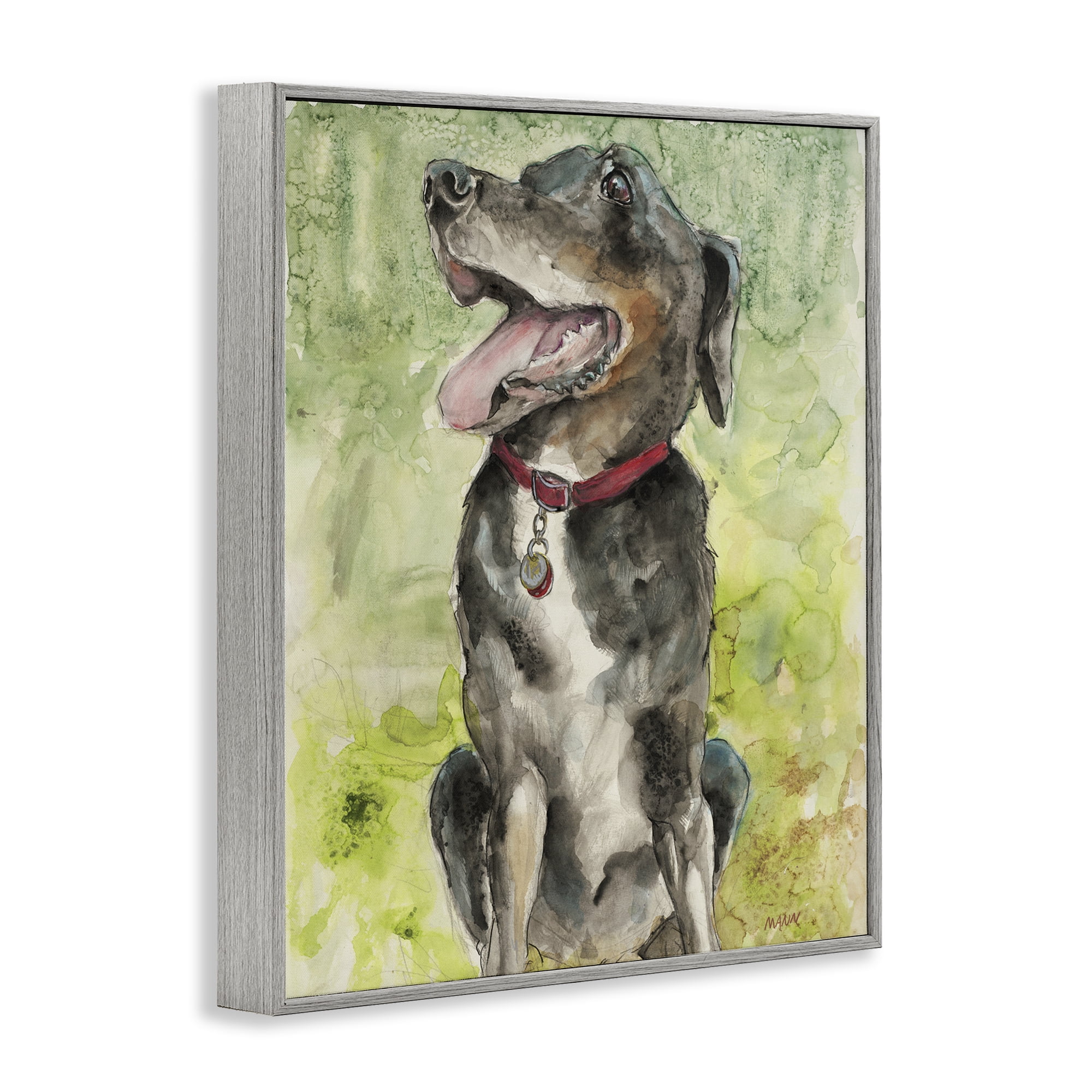 Stupell Industries A Dog's Happiness Gray Framed Giclee Art, design by Patti Mann