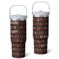 thumbnail image 2 of 1pc bookshelf 30oz Tumbler with Straw & Handle - Insulated Stainless Steel Cup | Holiday Gift for Man Women (Christmas, Valentine's, Birthday), 2 of 7