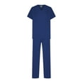 thumbnail image 3 of Cavosen Women's Scrub Uniform Sets Blue 2 Piece Outfit with Pocket Stretch Soft Workwear Short Sleeve V-Neck Long Pants Nurse Uniform Solid Yoga Loungewear Lightweight Athletic L, 3 of 5