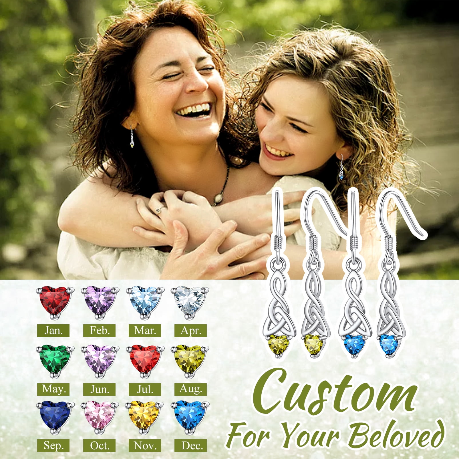 Silvora Birthstone Dangle Earrings for Women Vintage Celtic Knot Sterling Silver Drop Earrings December Birthday Jewelry Gift