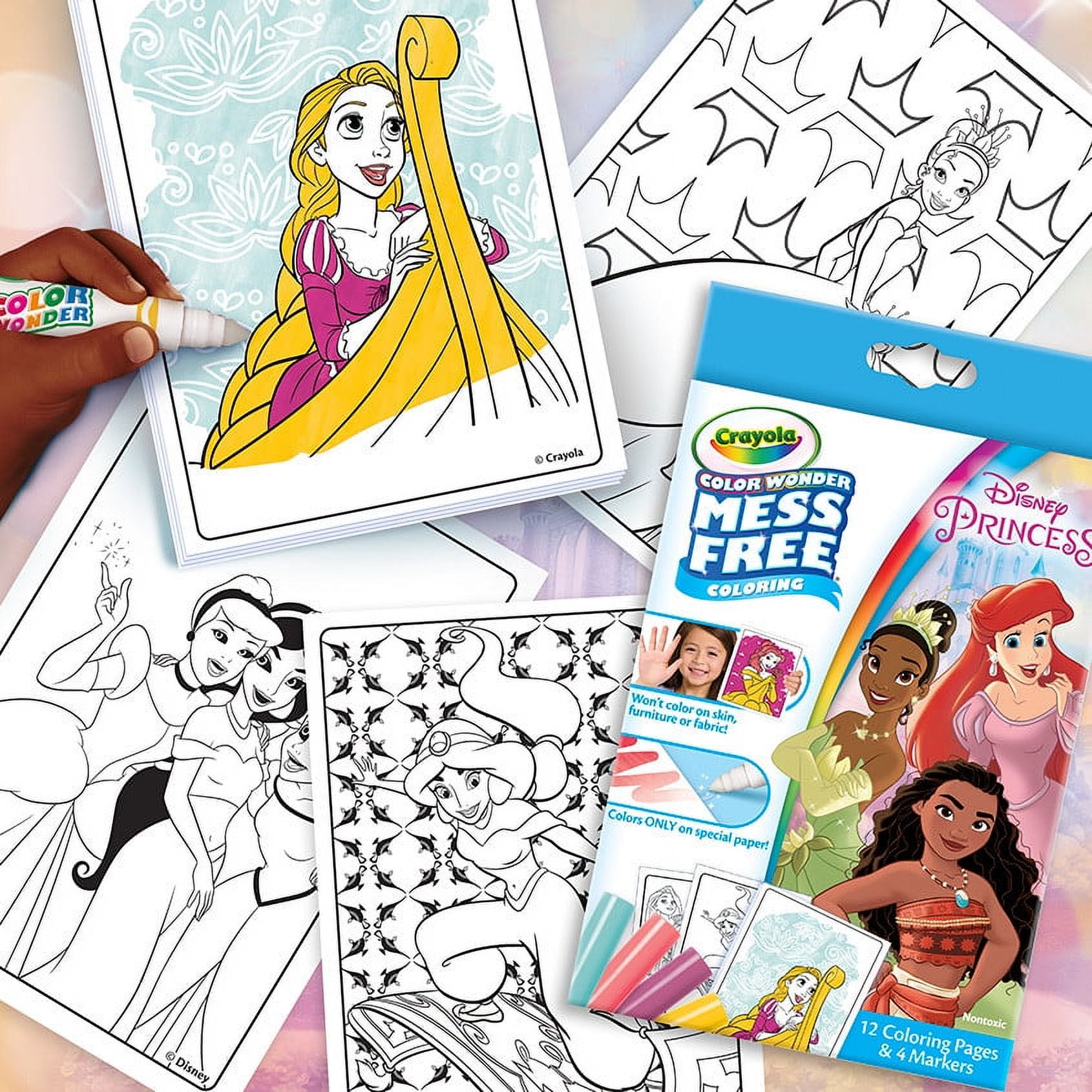 (2 pack) Crayola Color Wonder Disney Princess Mini Box Set, 12 Pgs & 4 Markers, Coloring Set for Toddlers, Arts and Crafts, Creative Gift for Kids, Ages 3, 4, 5, 6