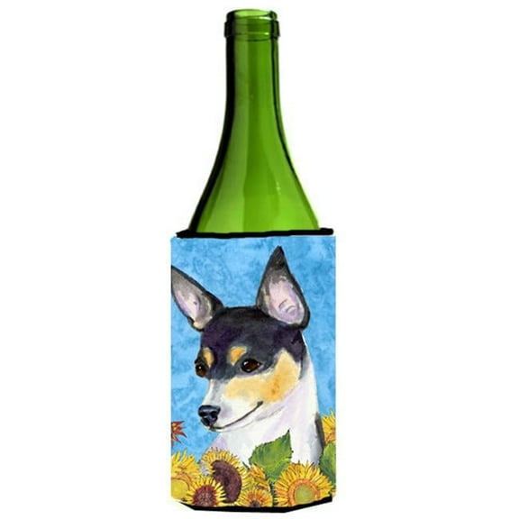 Fox Terrier In Summer Flowers Wine bottle sleeve Hugger - 24 oz.