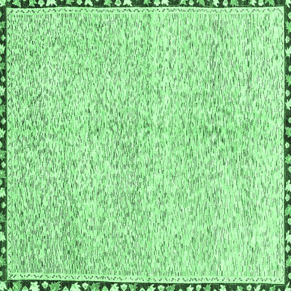 Ahgly Company Indoor Square Abstract Emerald Green Modern Area Rugs, 3' Square