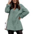 thumbnail image 1 of HOTAPEI V Neck Sweaters for Women Loose Casual Long Sleeve Pullover Sweater Solid Color Knitted Top, 1 of 6