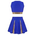 thumbnail image 2 of DPOIS Kids Girls Cheerleading Costume Skirt Set Crop Tops Pleated Skirt Blue 6, 2 of 7