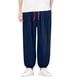 thumbnail image 2 of Pantalones largos para hombre, casuales, de moda, para vacaciones, lisos, casuales, con cintura elástica y bolsillos., 2 of 9