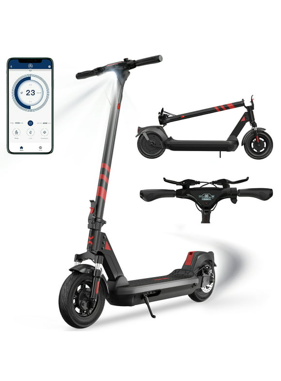 RCB Electric Scooter Adults, Double Shock Absorption, 500W Motor, 22 Miles Long Range & Max Speed 18MPH, 10" Inner Honeycomb Tires, Folding E-Scooter with APP and Waterproof Certified