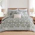 thumbnail image 5 of Levtex Home Adare Sage Reversible King Duvet Cover Set (106x94in) with 2 Pillow Shams (36x20in) - Floral Bedding - Sage and White - Cotton King Size Duvet Cover Set - Soft, Pre-Washed, 5 of 5