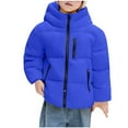 thumbnail image 2 of ATOGUTA Boys Puffer Coat Winter Fleece Jacket Zip Up Hooded Puffer Quilted Kids Outerwear Jacket for Boys Size 1T-14 Blue, 2 of 6